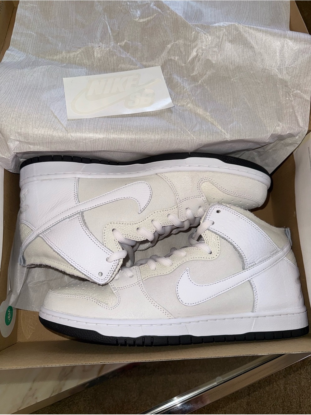 Nike• SB Dunk High QS in White, White-Black